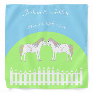 Beautiful White Wedding Horses Custom Bandana