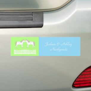 Beautiful White Wedding Horses Custom Bumper Sticker