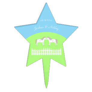 Beautiful White Wedding Horses Custom Cake Topper