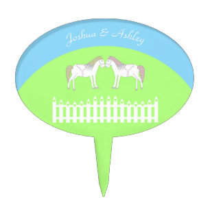 Beautiful White Wedding Horses Custom Cake Topper