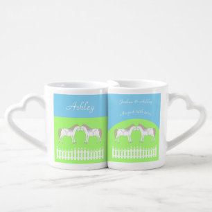 Beautiful White Wedding Horses Custom Coffee Mug Set