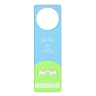 Beautiful White Wedding Horses Custom Door Hanger