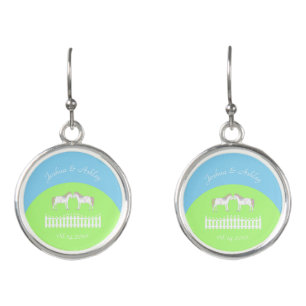 Beautiful White Wedding Horses Custom Earrings