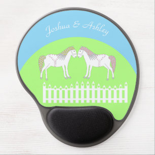 Beautiful White Wedding Horses Custom Gel Mouse Pad