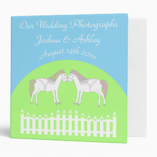 Beautiful White Wedding Horses Custom Photo Album 3 Ring Binder