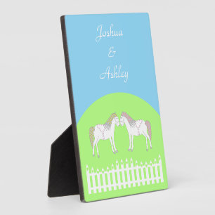 Beautiful White Wedding Horses Custom Plaque