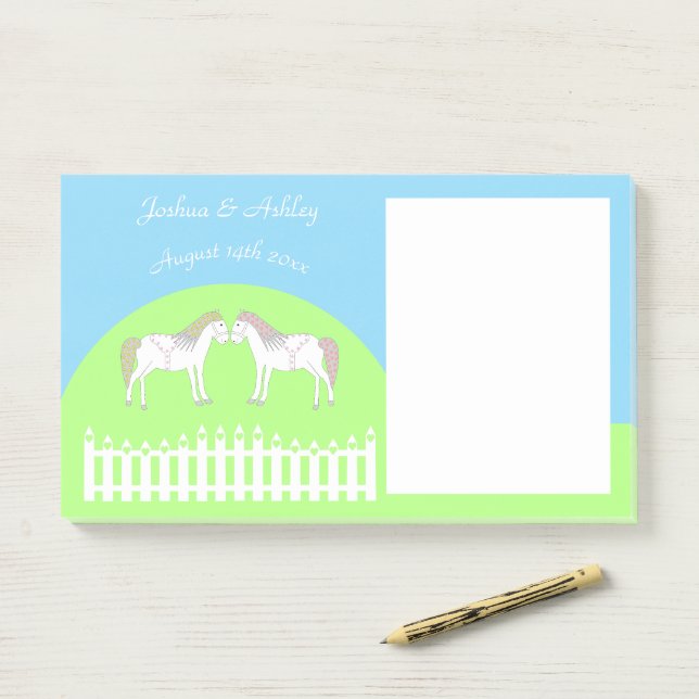 Beautiful White Wedding Horses Custom Post-it Notes (On Desk)