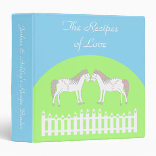 Beautiful White Wedding Horses Custom Recipe 3 Ring Binder