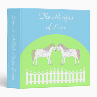 Beautiful White Wedding Horses Custom Recipe 3 Ring Binder
