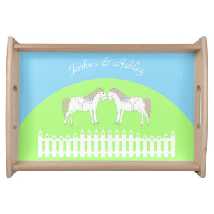 Beautiful White Wedding Horses Custom Serving Tray