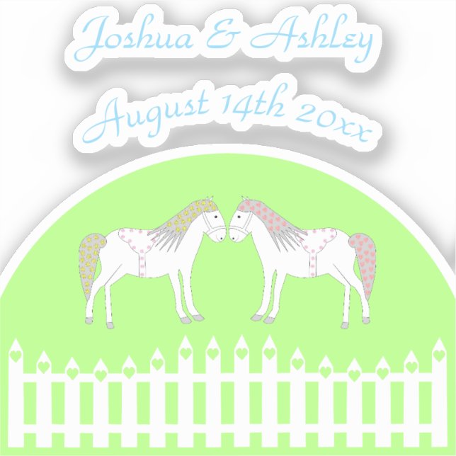 Beautiful White Wedding Horses Custom Sticker (Front)