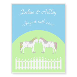 Beautiful White Wedding Horses Custom Temporary Tattoos