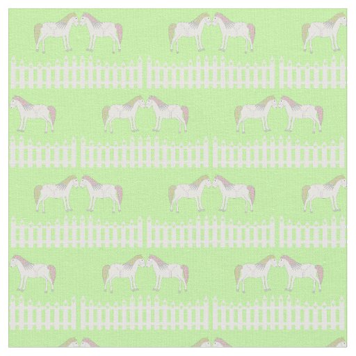Beautiful White Wedding Horses Fabric