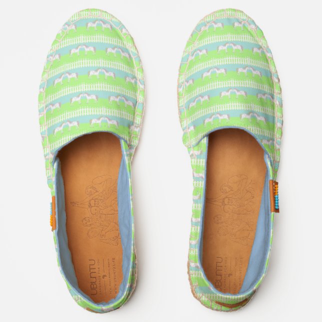 Beautiful White Wedding Horses Patterned Espadrilles (Front)