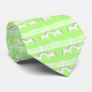 Beautiful White Wedding Horses Patterned Neck Tie