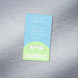 Beautiful White Wedding Horses Wedding Planner Business Card Magnet