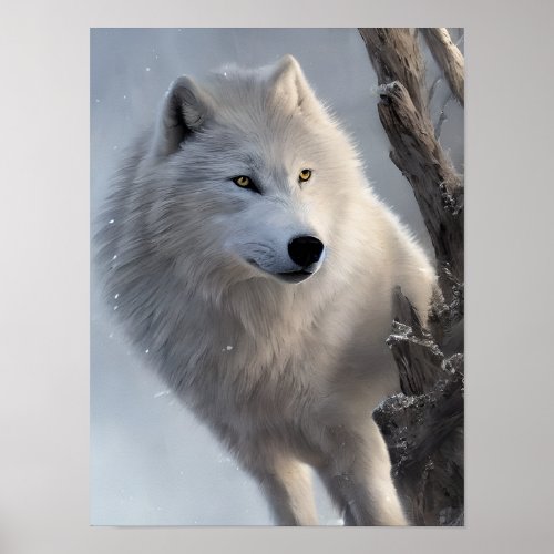Beautiful White Wolf Art Poster