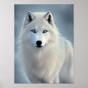 Beautiful White Wolf Art Poster
