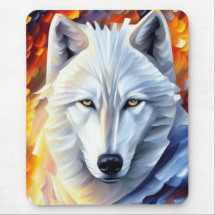 Beautiful White Wolf Painting  Mouse Pad
