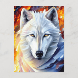 Beautiful White Wolf Painting  Postcard