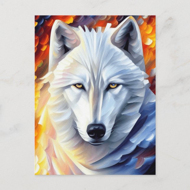 Beautiful White Wolf Painting  Postcard (Front)