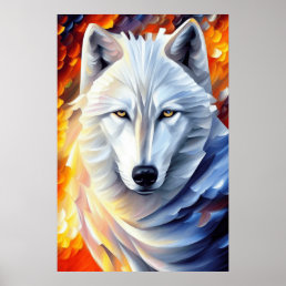 Beautiful White Wolf Painting Poster
