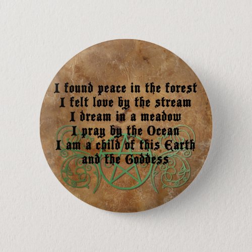 Beautiful Wiccan Poem Pinback Button