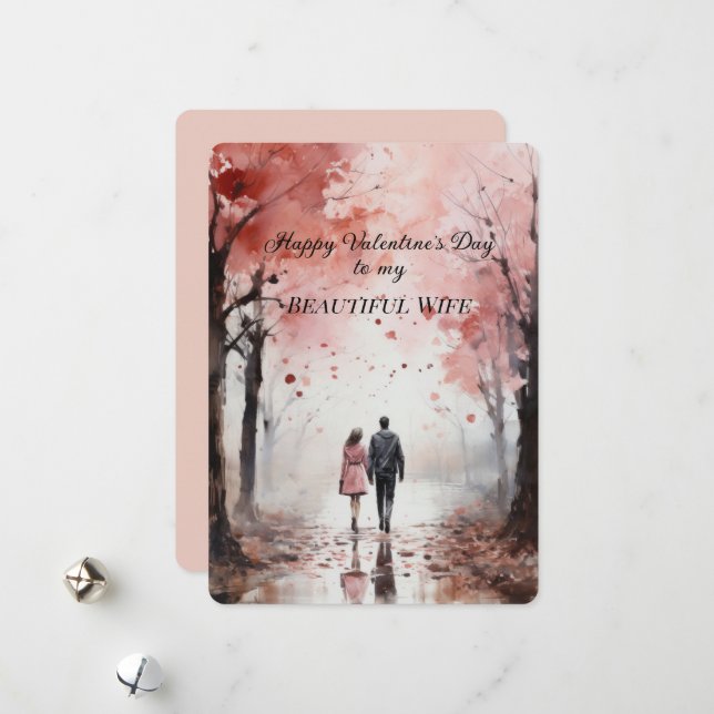 Beautiful Wife Valentine's Day Greetings Holiday Card (Front/Back In Situ)