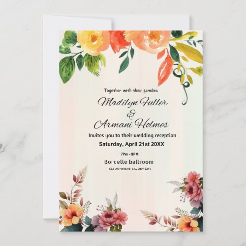 Beautiful Wild Flowers Wedding  Invitation