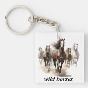 beautiful wild horses keychain