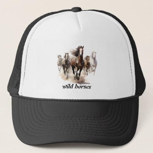 beautiful wild horses trucker hat