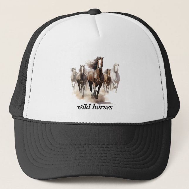beautiful wild horses trucker hat (Front)