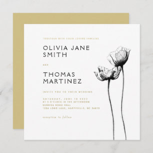 Beautiful Wild Rustic Elegant Black Floral Wedding Invitation