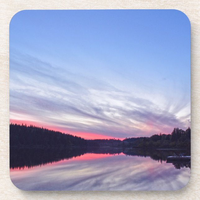 Beautiful Wilderness Sunset over Lake Photo Coaster (Front)