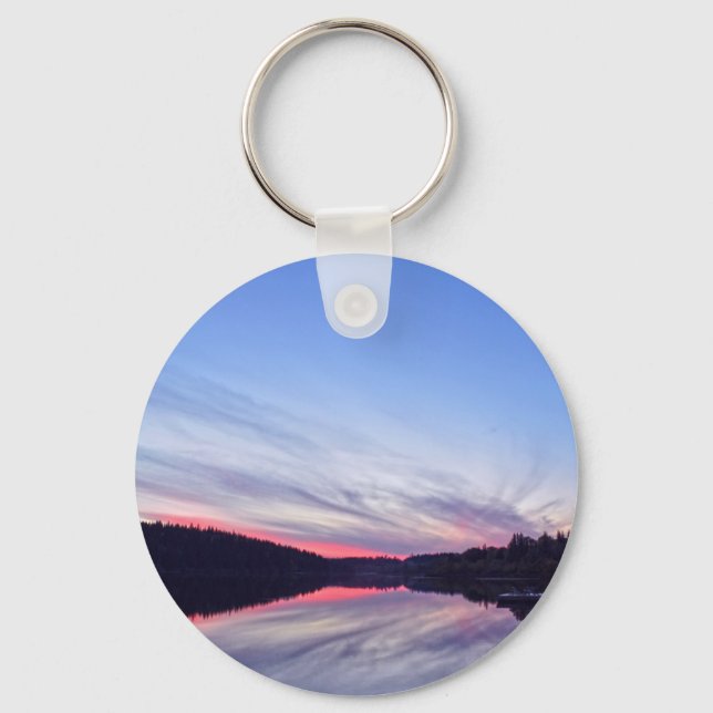 Beautiful Wilderness Sunset over Lake Photo Keychain (Front)