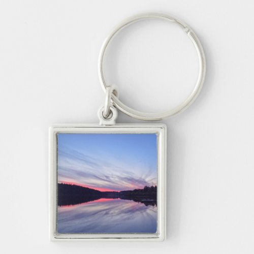 Beautiful Wilderness Sunset over Lake Photo Keychain