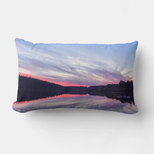 Beautiful Wilderness Sunset over Lake Photo Lumbar Pillow