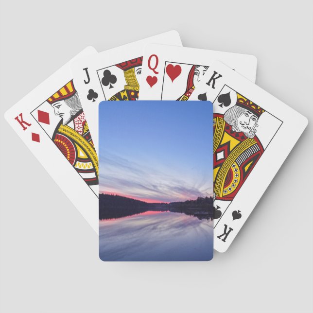 Beautiful Wilderness Sunset over Lake Photo Poker Cards (Back)