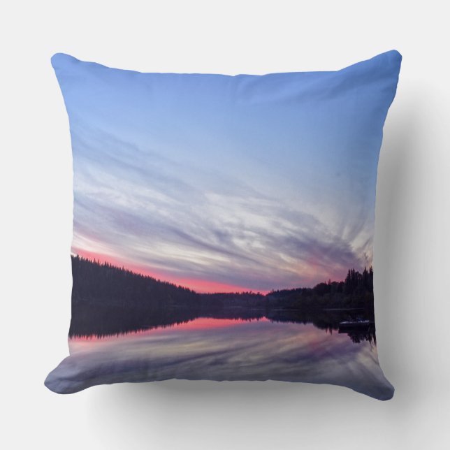 Beautiful Wilderness Sunset over Lake Photo Throw Pillow (Front)