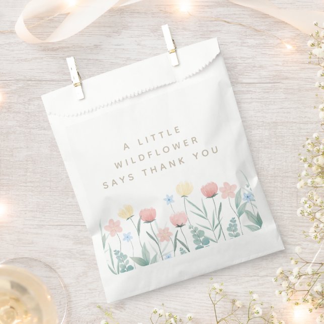 Beautiful Wildflower Bouquet Birthday Favor Bag (Clipped)