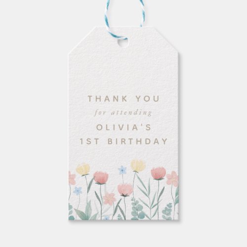 Beautiful Wildflower Bouquet Birthday Gift Tags