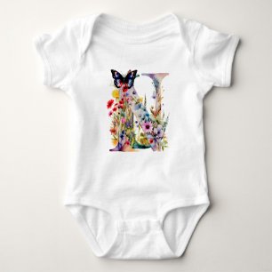 Beautiful Wildflower Butterfly Monogram Baby Bodysuit