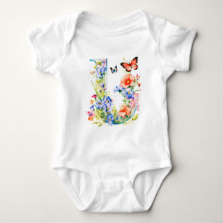 Beautiful Wildflower Butterfly Monogram Baby Bodysuit
