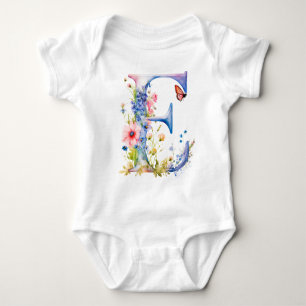 Beautiful Wildflower Butterfly Monogram Baby Bodysuit