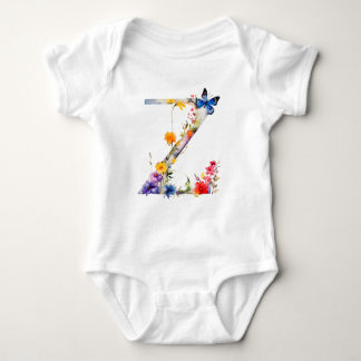 Beautiful Wildflower Butterfly Monogram Baby Bodysuit