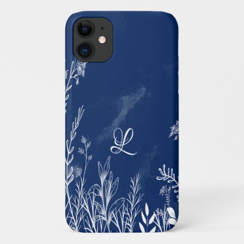 Beautiful Wildflower Doodles Monogram  iPhone 11 Case