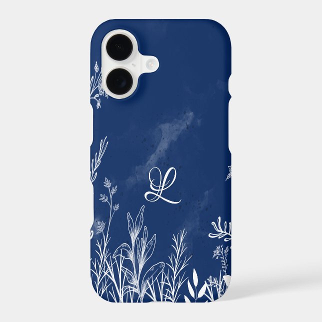 Beautiful Wildflower Doodles Monogram  Iphone Case (Back)