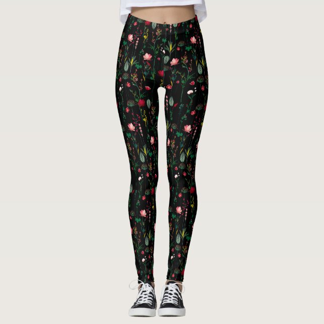 Beautiful Wildflower Floral Print Leggings (Front)