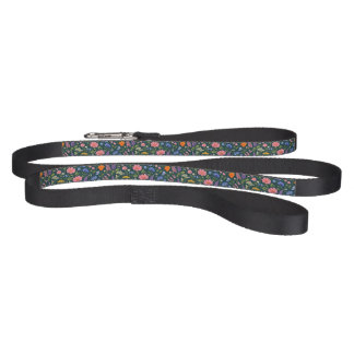 Beautiful Wildflower Garden on Dark Teal Pet Leash