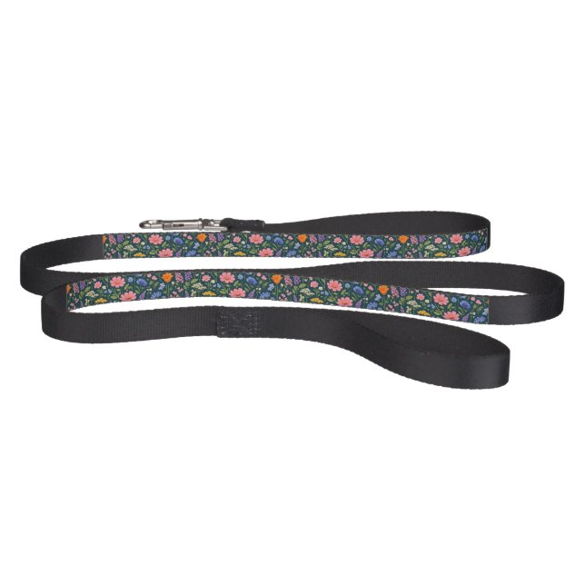 Beautiful Wildflower Garden on Dark Teal Pet Leash (Full)